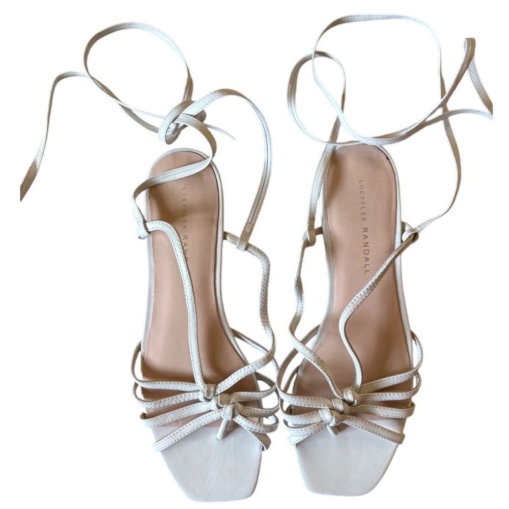 Loeffler Randall White Leather Libby Lace Up Strappy Sandals Size 8